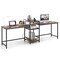 2-Person Office Desk with Built-In Power Outlet and Printer Stand